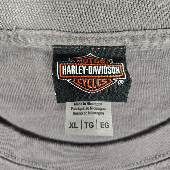 Harley Davidson Shirt Mens‎ XL Gray Skull Military Graphic Tee Biker Motorcycle - Picture 6 of 13